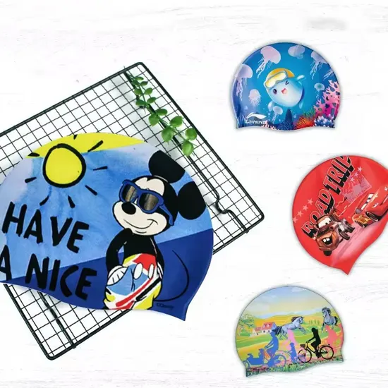 Шапочка для плавания для взрослых и детей с индивидуальным принтом, силиконовая шапочка для плавания для мальчиков и девочек